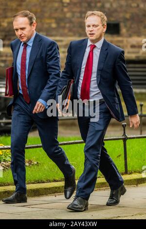 Londra, Regno Unito. 14th Feb, 2020. George Eustice MP è stato nominato Segretario di Stato a Defra e arriva con il Rt Hon Grant Shapps MP rimane Segretario di Stato per i trasporti - i ministri arrivano per la prima riunione del Gabinetto dopo il rimpasto di Boris Johnson, Downing Street. Credito: Guy Bell/Alamy Live News Foto Stock