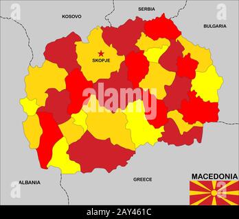 Mappa di Macedonia Foto Stock