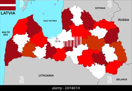 Mappa di Lettonia Foto Stock