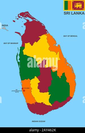 Mappa di Sri lanka Foto Stock