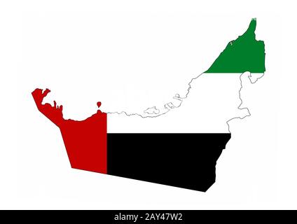 mappa della bandiera degli emirati arabi uniti Foto Stock