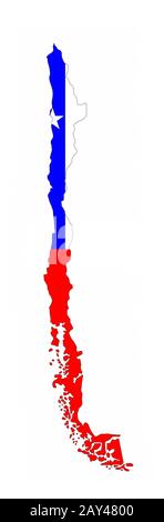 mappa della bandiera del cile Foto Stock