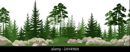 Seamless paesaggio con alberi Illustrazione Vettoriale