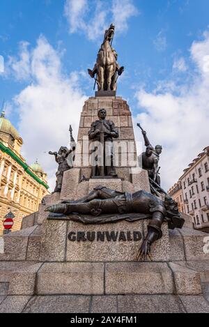 Statua Di Grunwald, Cracovia, Polonia Foto Stock