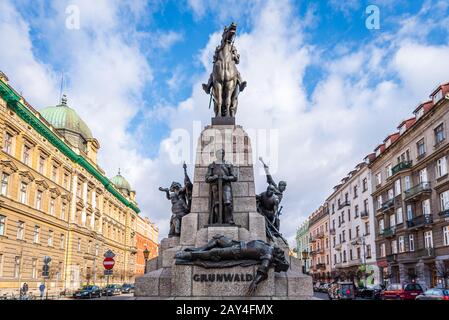 Statua Di Grunwald, Cracovia, Polonia Foto Stock