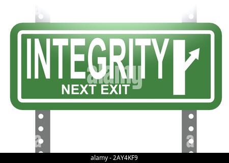 Integrità segno verde bordo isolato Foto Stock