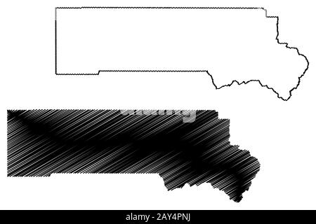 San Miguel County, Colorado (contea degli Stati Uniti, Stati Uniti d'America, Stati Uniti, Stati Uniti) mappa vettore illustrazione, abbozzare schizzo San Miguel mappa Illustrazione Vettoriale