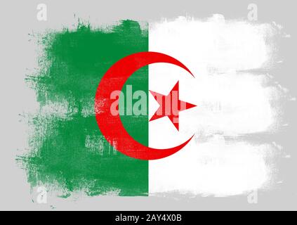 Bandiera di Algeria dipinta con spazzola Foto Stock