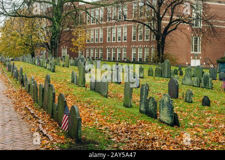 Boston, USA - febbraio, 2020 Boston Common Central Burying Ground in Massachusetts USA Foto Stock