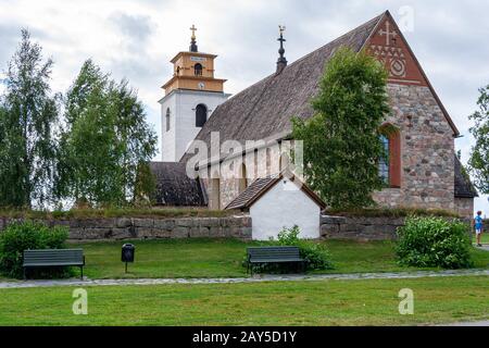 Edificio medievale della chiesa Nederlulea. Gammelstad, Svezia Foto Stock