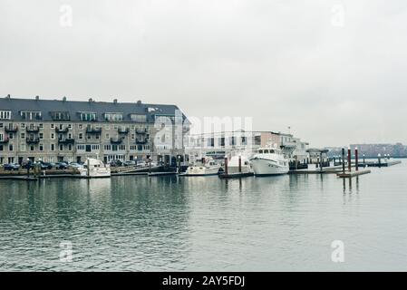 Boston, Ma, Usa Boston Waterfront Marina, Long Wharf A Boston Harbor. Foto Stock