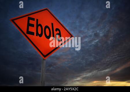 Segnale stradale di avvertimento Ebola Foto Stock