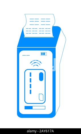 Vettore icona terminale NFC. Pagamenti NFC con carta di credito bancaria. Il terminale POS conferma il pagamento tramite smartphone. Processo senza contatto o senza fili di Illustrazione Vettoriale