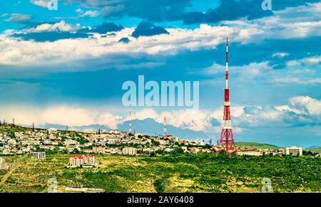 Yerevan torre TV in Armenia Foto Stock