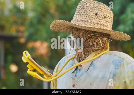 Una scansione che legge uno smartphone. Foto Stock