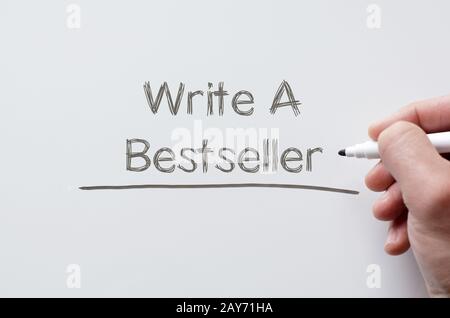 Scrivere un best-seller scritto su whiteboard Foto Stock