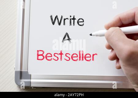 Scrivere un best-seller scritto su whiteboard Foto Stock