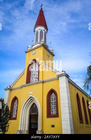 Papeete cattedrale della città, l'isola di Tahiti Foto Stock