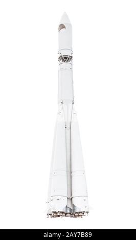 Razzo spaziale bianco isolato Foto Stock