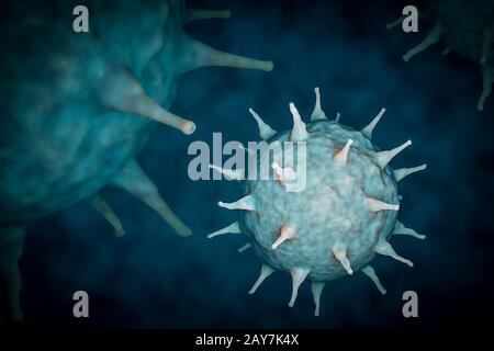 Background astratto, molecole di virus close-up.The concetto di epidemia e il virus infection.3D rendering. Foto Stock