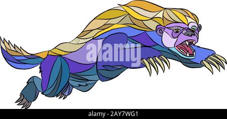 Honey Badger Jumping disegno Foto Stock