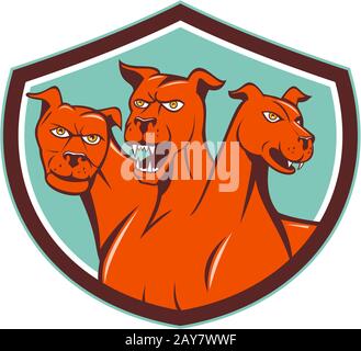 Cerberus Hellhound multi-teste di cane Crest Cartoon Foto Stock