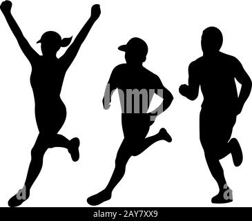 Corridori della maratona Silhouette insieme di raccolta Foto Stock