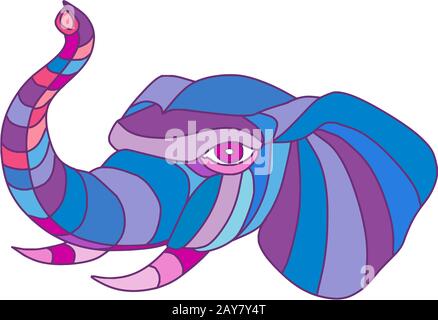 Testa di elefante lato poligono bassa Foto Stock