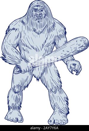 Bigfoot Holding Club disegno permanente Foto Stock