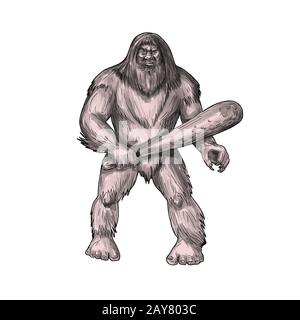 Bigfoot Holding Club tatuaggio permanente Foto Stock