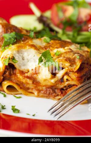Lasagne italiane classiche sul piatto Foto Stock