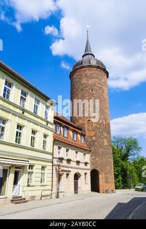 Torre Rossa a Luckau, Dahme-Spreewald, Brandeburgo, Germania Foto Stock