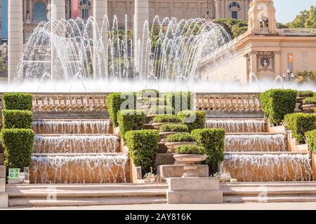 10 LUGLIO 2018, BARCELLONA, SPAGNA: Fontana magica di Montjuic a Barcellona Foto Stock
