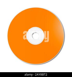 Arancione - CD DVD modello mockup isolato su bianco Foto Stock