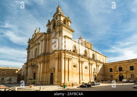 Cattedrale in silenziosa Città di Mdina, Malta Foto Stock