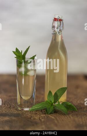 In casa la limonata allo zenzero con foglie di menta Foto Stock