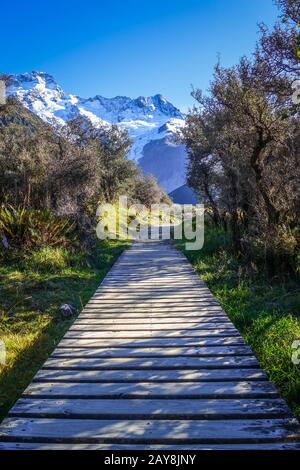 Hooker Valley via, Aoraki Monte Cook, Nuova Zelanda Foto Stock