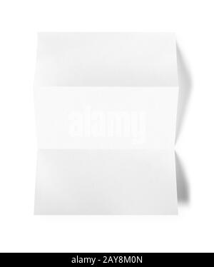 Vuoto bianco ripiegato foglio di carta A4 mockup modello Foto Stock