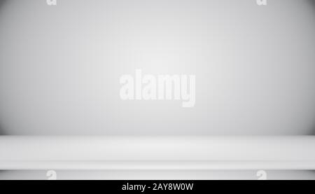 Abstract Empty Dark White Grey Gradient with Black Solid vignette lighting Studio parete e fondo del pavimento e uso come sfondo Foto Stock