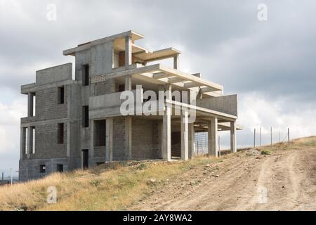Il telaio incompiuto di una casa privata Foto Stock