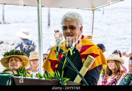 MO‘okiha o Pi‘ilani: Cerimonia di lancio: Benedizione Foto Stock