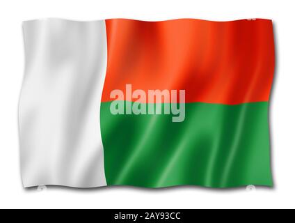 Bandiera del Madagascar isolata su bianco Foto Stock