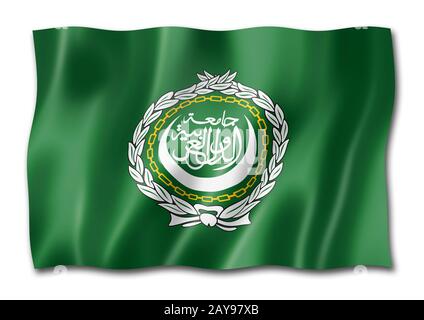 Bandiera della Lega Araba isolata su bianco Foto Stock