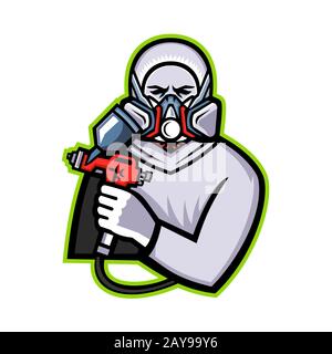 Spray industriale pittore mascotte Foto Stock