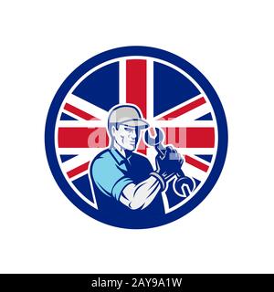 British meccanico d'Auto Union Jack icona bandiera Foto Stock