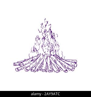 Falò Campfire fuoco bruciare disegno Foto Stock