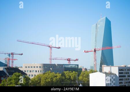 Autogru da costruzione Banca Centrale europea Foto Stock