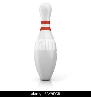 Unico pin bowling con strisce rosse Foto Stock