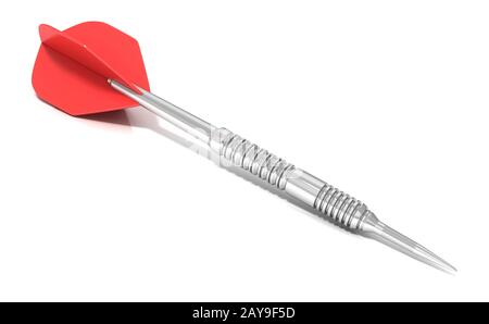 Dart rosso isolato su sfondo bianco. Vista laterale Foto Stock