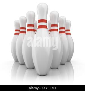 Bowling perni con strisce rosse Foto Stock